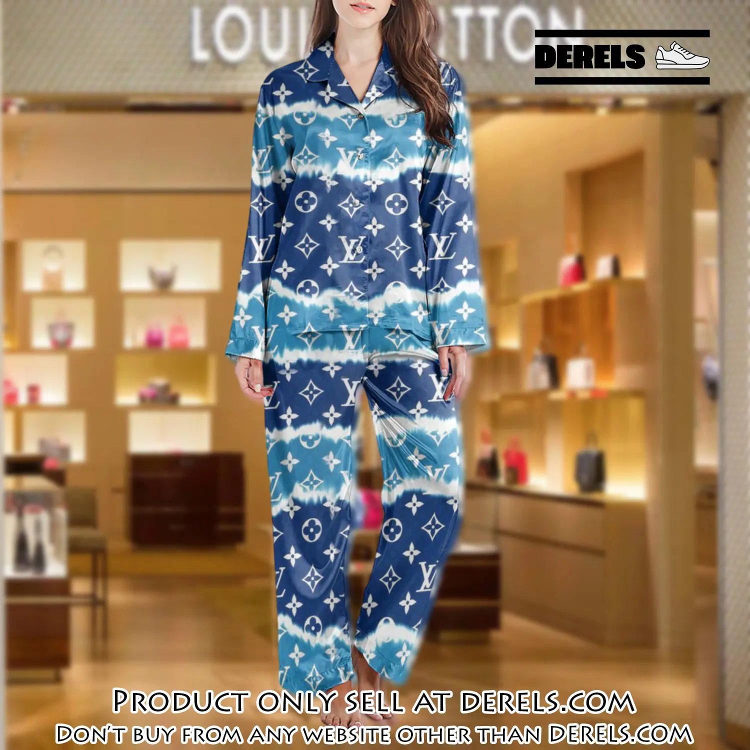 Lv monogram long satin pajama set pjs1011 dr3434559